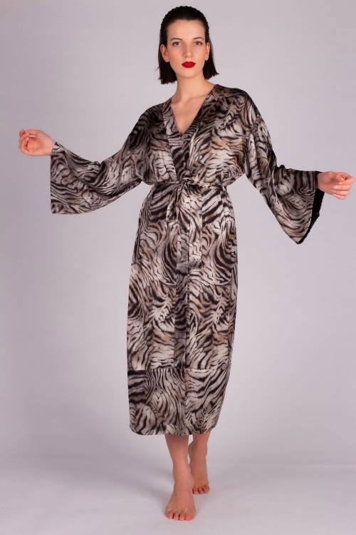 100% VEGAN Tiger Long Kimono Wrap